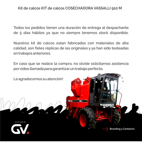 Kit De Calcos Cosechadora Vassalli 910 M