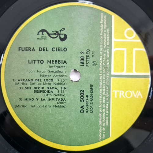 Litto Nebbia - Fuera Del Cielo (1975) Argentina - Vinilo (Usado)