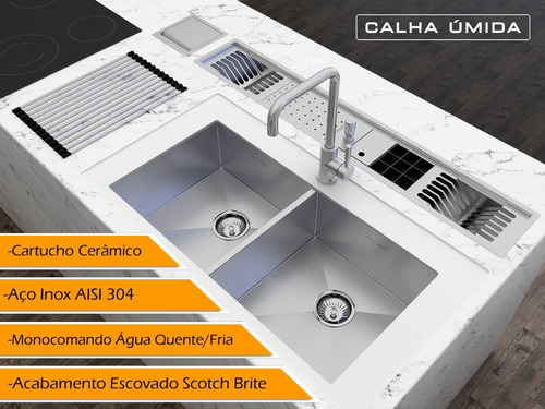 Imagem 3 de 6 de Torneira Misturador Monocomando Calha Úmida Inox Escovado