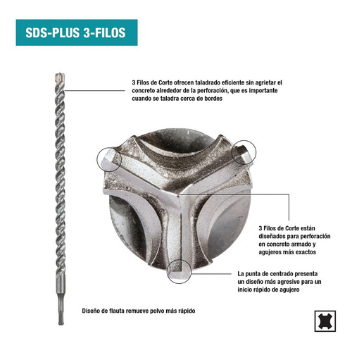 Broca Sds-plus 3 Filos De 1/2 X 12 P/ Concreto Makita B61117
