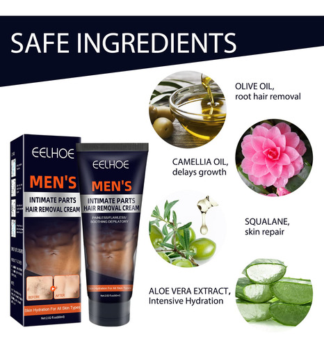 60ml, Crema Depilatoria Para Partes Íntimas De Los Hombres,