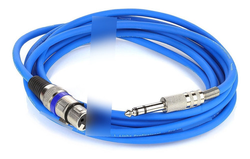 Cabo De Microfone Xlr Para P10 Estereo - Azul - 20 Metros