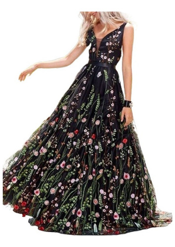 Elegante Y Romántico Vestido De Noche Con Estampado De Flore