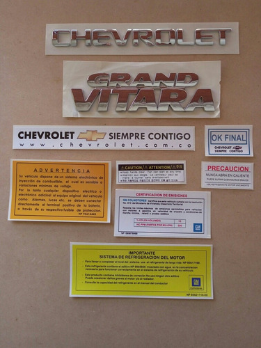 Chevrolet Grand Vitara Emblemas Y Calcomanias
