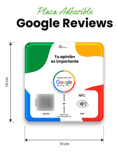 Placa Para Google Reseñas | Con Chip Nfc Y Codigo Qr