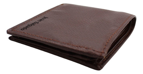 Cartera Hombre Piel Bifold División Oculta Grabado Láser Chocolate