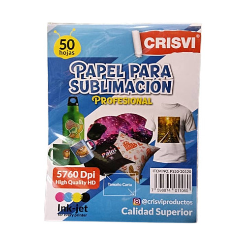  Papel Para Sublimación Crisvi Tamaño Carta 50 Hojas