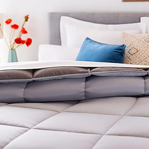 Edredon Individual Acolchado Reversible Gris Linenspa O