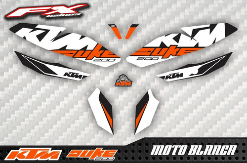 Calcos Simil Original Ktm Duke 200 2017 Fxcalcos