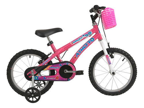 Bicicleta Infantil Athor Aro 16 Baby Girl Com Cestinha Cor Rosa