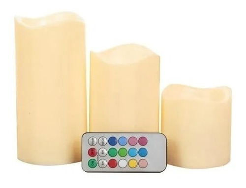 Pack 3 Velas Led Con Control Remoto Rgb A Pilas Decoracion