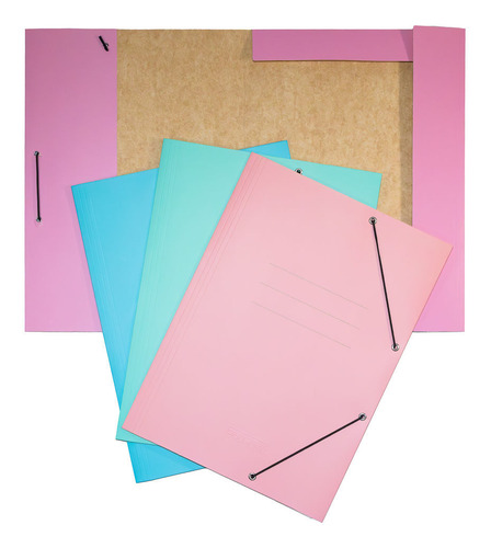 Carpeta Oficio Con Elástico Color Rosa Pastel - Goldin Papel