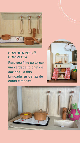 Cozinha Infantil De Madeira/mercadinho Para Crianças Cor Terracota