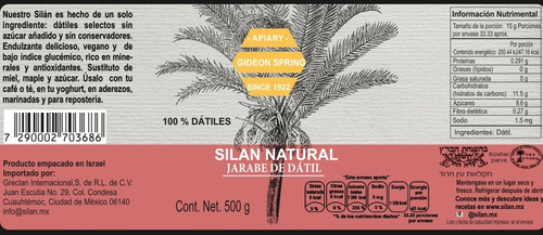 Silan Natural, Jarabe De Datil, 2 Pack, 2 Frascos De 500 Gr