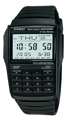 Reloj Unisex Casio Dbc-32-1adf Databank Correa Negro Bisel Negro Fondo Gris
