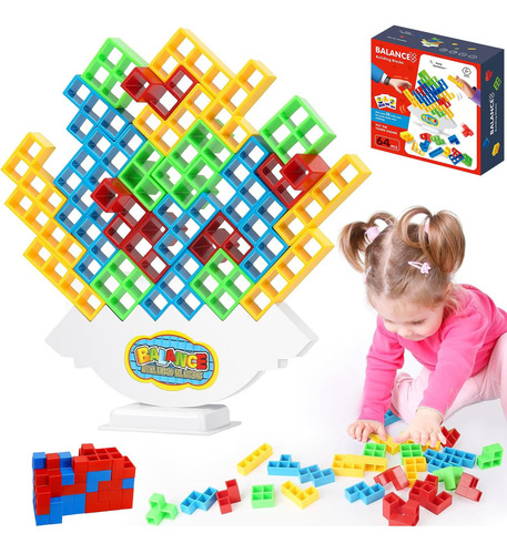 Juego Tetra Tower Game Balance, 64 Pcs De Tetris, Stack