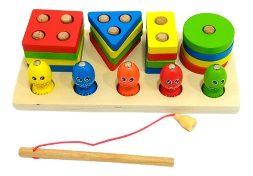 Imagen 2 de 4 de Juego Didáctico Pesca Magnetica Con Figuras Geométricas