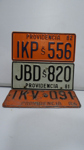 Placa Patente Antigua , Providencia 81 ,82 ,84