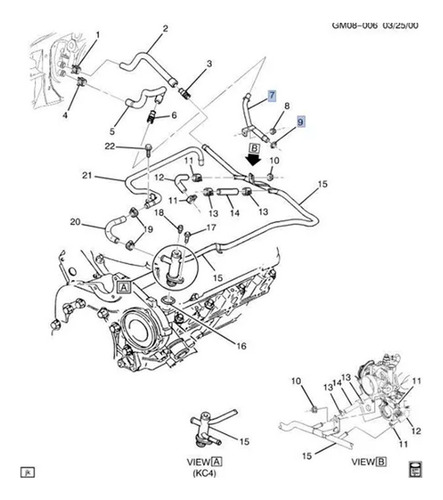 Tubo Paso Agua Pontiac Aztek V6 3.4l 2001