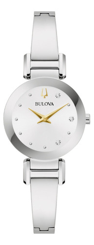 Reloj Bulova Marc Anthony 3 Diam 96p241 Para Dama Correa Plateado