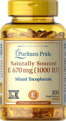 Vitamina E-1000 Iu Tocoferoles Mezclados Natural 100 Cap