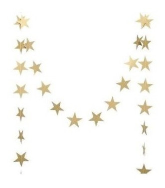 Imagen 3 de 4 de Guirnalda Banderin Estrellas Doradas Plateadas
