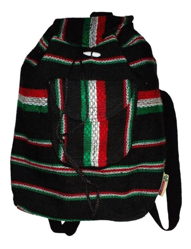 Mochila Artesanal Tipo Escolar, Mxvbr-001, 1 Pza, 10kg, Negr Color Negro/ Multicolor