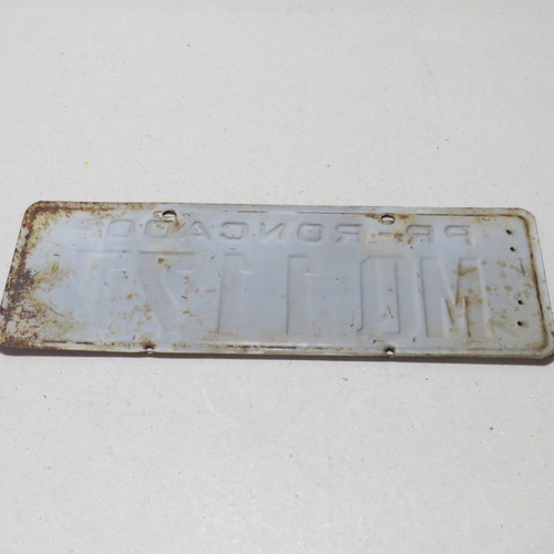 Imagem 3 de 6 de Placa Antiga Branca De Carro Roncador - Paraná