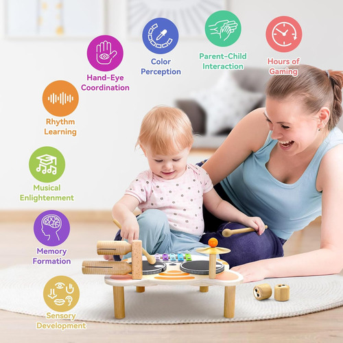 Juego De Batería Para Niños Pequeños De 1 A 3 Años, Instrume