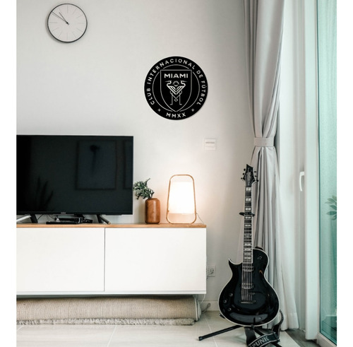 Cuadro Inter Miami Messi Escudo Madera Calado 30x30 Deco
