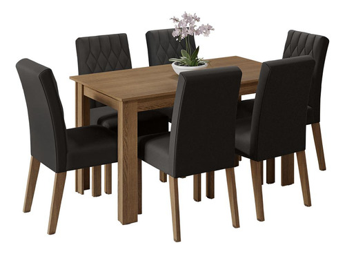 Mesa de comedor de madera con 6 sillas Allegro Madesa, color rústico/Oxford