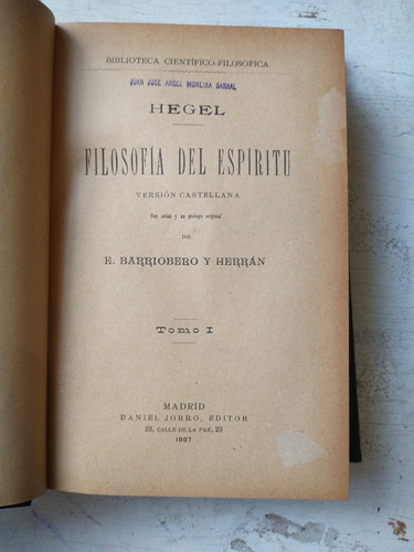 Filosofia Del Espiritu (tomo 1) Hegel