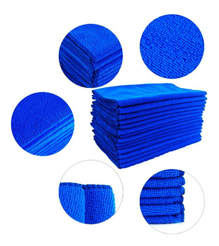 Imagen 4 de 8 de Kit 12 Paño Microfibra 30x30 Secado Auto Hogar Toalla Sm
