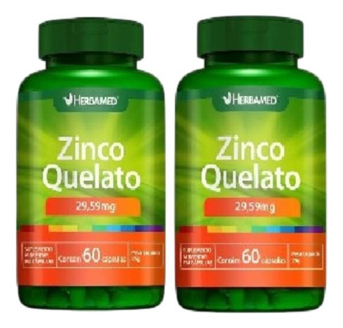 Kit Herbamed Zinco Quelato 2 Potes 60 Cápsulas Cada