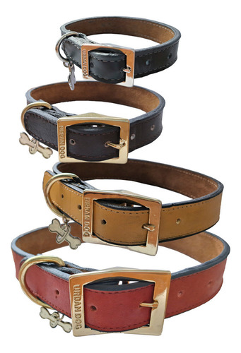 Urban Dog Collar Para Perro Liso 100% Piel Ch, G, Xg Color Negro Collar Piel Liso
