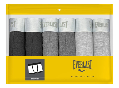 Boxer Ajustado Corto Gris 6 Pzs - Everlast Underwear