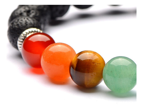 Pulseira Da Amizade Com Ioga E Pedras Vulcânicas Na