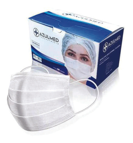 Máscara Cirúrgica Facial 3 Camadas Clip Nasal C/100 Unidades