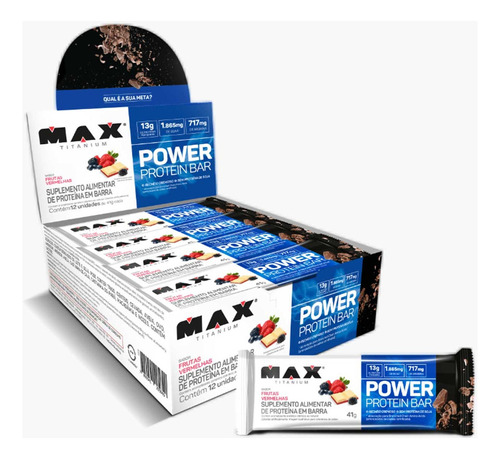 Power Protein Bar Frutas Vermelhas 12un 41g - Max Titanium