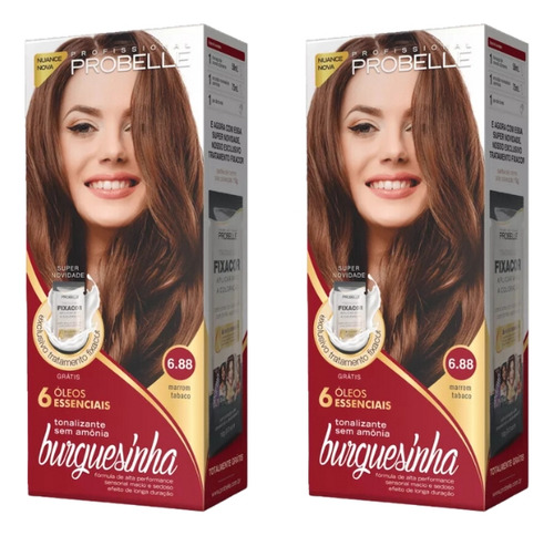 Coloraçao Probelle Burguesinha 6.88 Marrom Tabaco-2un Tom Sem tom