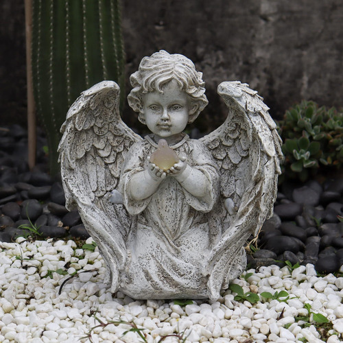 Solar Garden Angels Estatua Al Aire Libre: Figuras De Ángel