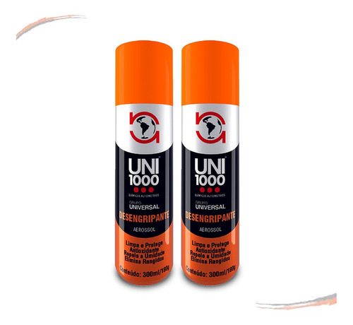 2 Spray Desengripante E Lubrificante Aerossol Uni1000 300ml