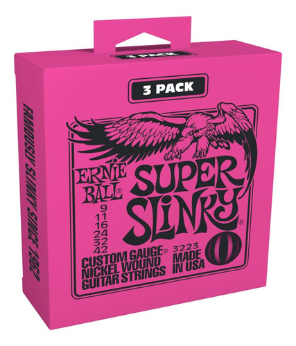 Imagen 1 de 3 de Cuerdas Ernie Ball 3223 Super Slinky 9-42 Pack 3 Set