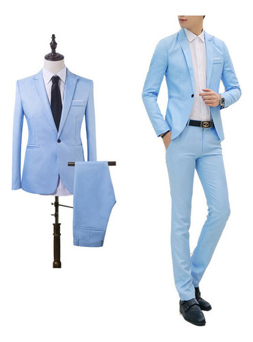 Traje Azul Smoking Hombre Super Slimfit Juego De Dos Piezas