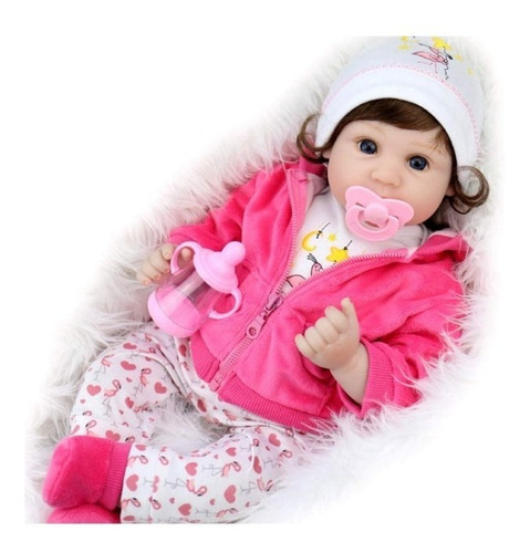 Imagen 5 de 6 de Bebe Muñeca Reborn Realista De Silicona Y Algodón 55cm