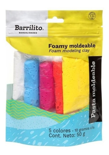 Foamy Moldeable 10 Grs C/u Mix De 5 Colores Barrilito 5 Pza