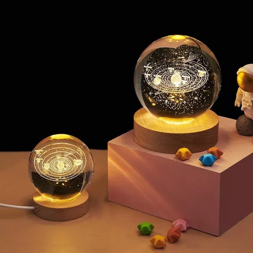 3d Lampara De Noche Led Bola Crista, Night Led Sistema Solar
