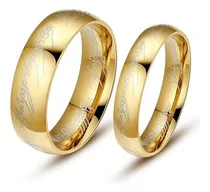 Comprar Par Alianças Anéis Senhor Dos Anéis Titânio Banhado Ouro 18k