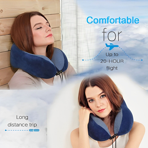 Cómoda Almohada De Espuma Viscoelástica En Forma De U Azul