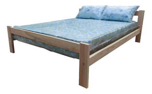 Cama 2 Plazas (1.40) En Pino + Colchón + Almohadas Combo